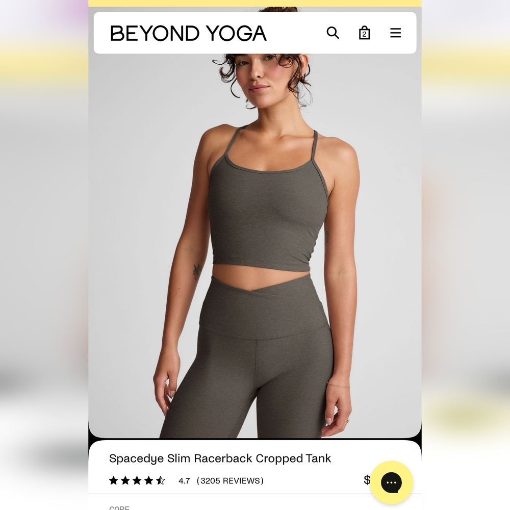 Beyond Yoga Spacedye Slim Racerback Cropped Tank True Grey Heather Size Small